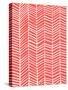 Herringbone - Coral-Cat Coquillette-Stretched Canvas