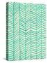 Herringbone - Mint-Cat Coquillette-Stretched Canvas