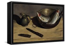 Herrings, Knife and Jug-James Gillick-Framed Stretched Canvas