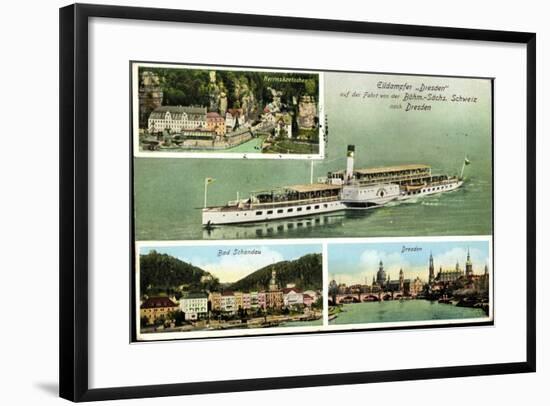 Herrnskretschen, Dampfer Dresden, Elbe, Bad Schandau-null-Framed Giclee Print