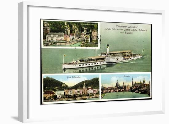 Herrnskretschen, Dampfer Dresden, Elbe, Bad Schandau-null-Framed Giclee Print