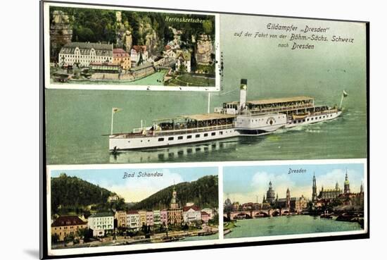 Herrnskretschen, Dampfer Dresden, Elbe, Bad Schandau-null-Mounted Giclee Print