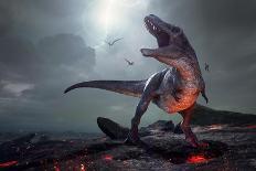 3D Rendering of the Extinction of the Dinosaurs.-Herschel Hoffmeyer-Framed Art Print