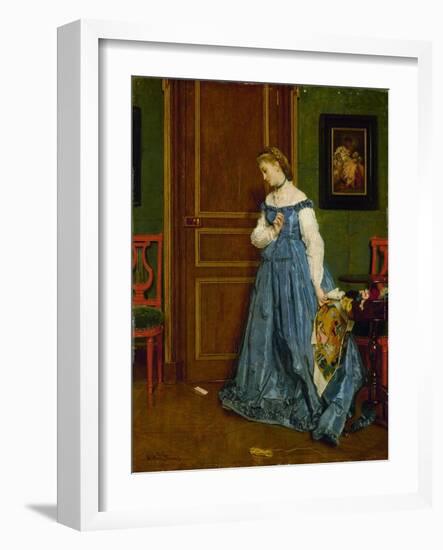 Hesitation, Possibly Madame Monteaux, C.1867-Alfred Emile Stevens-Framed Giclee Print