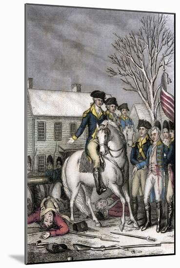 Hessian Commander Rahl Mortally Wounded during the American Attack on Trenton, c.1776-null-Mounted Giclee Print