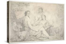Hestia in a Mythical Landscape, C.1760 (Graphite on Vellum)-Charles Joseph Natoire-Stretched Canvas