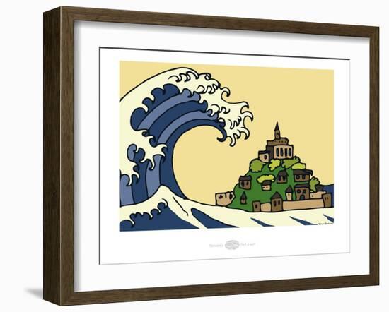 Heula. Okusaï au Mont Saint-Michel-Sylvain Bichicchi-Framed Art Print