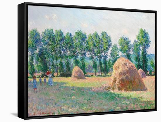 Heuschober in Giverny (Les Meules à Giverny). 1885-Claude Monet-Framed Stretched Canvas