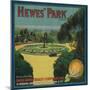 Hewe's Park Orange Label - El Modena, CA-Lantern Press-Mounted Art Print