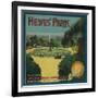 Hewe's Park Orange Label - El Modena, CA-Lantern Press-Framed Art Print