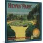 Hewe's Park Orange Label - El Modena, CA-Lantern Press-Mounted Art Print