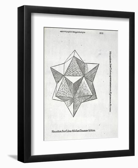 Hexaedron Abscisum Elevatum Solidum, Illustration from 'Divina Proportione' by Luca Pacioli…-Leonardo da Vinci-Framed Giclee Print