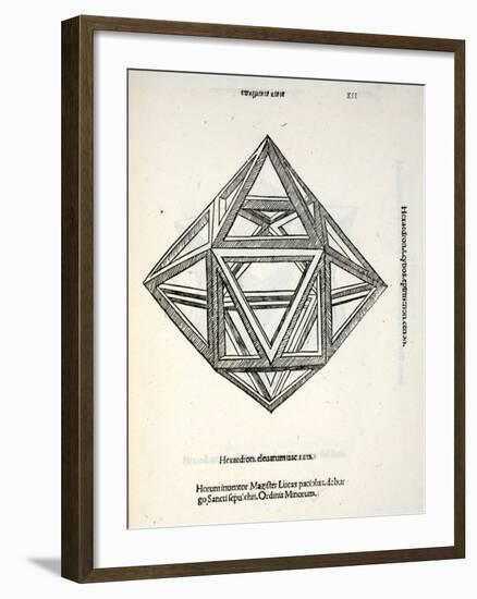 Hexaedron Elevatum Vacuum, Illustration from 'Divina Proportione' by Luca Pacioli (C.1445-1517),…-Leonardo da Vinci-Framed Giclee Print