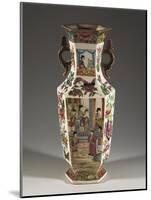 Hexagonal Bottle-Shaped Vase with Court Scenes-null-Mounted Giclee Print