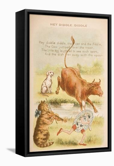 Hey Diddle, Diddle, from 'Old Mother Goose's Rhymes and Tales', Published by Frederick Warne and…-Constance Haslewood-Framed Stretched Canvas