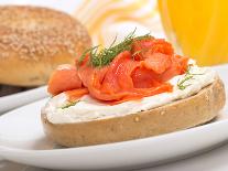 Delicious Freshly Baked Everything Bagel with Cream Cheese, Lox and Dill Served with Fresh Orange J-HHLtDave5-Framed Photographic Print