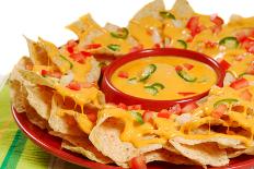 Plate of Fresh Nachos with a Spicy Jalapeno Cheese Sauce-HHLtDave5-Photographic Print