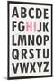 Hi Alphabet Pink-null-Mounted Poster