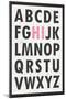 Hi Alphabet Pink-null-Mounted Poster