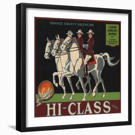 Hi Class Brand - Anaheim, California - Citrus Crate Label-Lantern Press-Framed Art Print