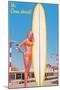 Hi, Come Aboard, Blonde with Surfboard-null-Mounted Art Print