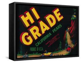 Hi Grade Pear Crate Label - Sacramento, CA-Lantern Press-Framed Stretched Canvas