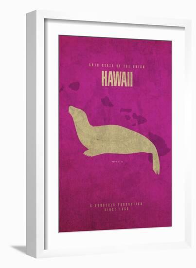 HI State Minimalist Posters-Red Atlas Designs-Framed Giclee Print