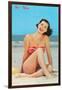 Hi There, Girl on Beach, Retro-null-Framed Art Print