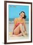 Hi There, Girl on Beach, Retro-null-Framed Art Print