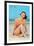 Hi There, Girl on Beach, Retro-null-Framed Art Print