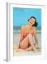 Hi There, Girl on Beach, Retro-null-Framed Art Print