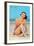 Hi There, Girl on Beach, Retro-null-Framed Art Print