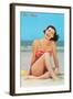 Hi There, Girl on Beach, Retro-null-Framed Art Print