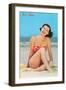 Hi There, Girl on Beach, Retro-null-Framed Art Print