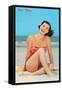 Hi There, Girl on Beach, Retro-null-Framed Stretched Canvas