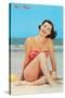 Hi There, Girl on Beach, Retro-null-Stretched Canvas