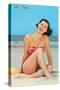 Hi There, Girl on Beach, Retro-null-Stretched Canvas