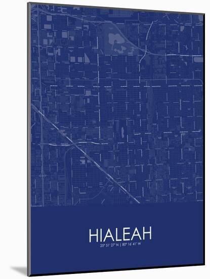 Hialeah, United States of America Blue Map-null-Mounted Poster