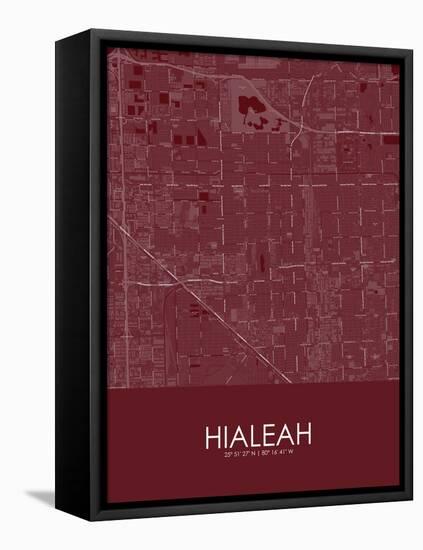 Hialeah, United States of America Red Map-null-Framed Stretched Canvas