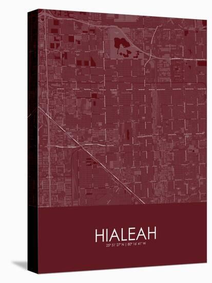 Hialeah, United States of America Red Map-null-Stretched Canvas