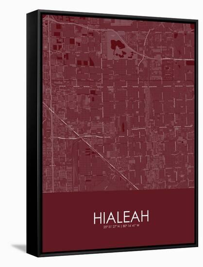 Hialeah, United States of America Red Map-null-Framed Stretched Canvas