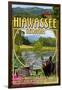 Hiawassee, Georgia - Montage Scenes-Lantern Press-Framed Art Print