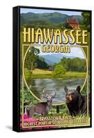 Hiawassee, Georgia - Montage Scenes-Lantern Press-Framed Stretched Canvas
