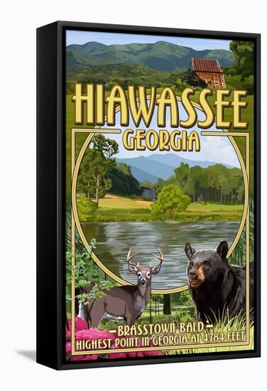 Hiawassee, Georgia - Montage Scenes-Lantern Press-Framed Stretched Canvas