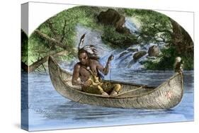 Hiawatha Fishing from a Canoe-null-Stretched Canvas