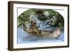 Hiawatha Fishing from a Canoe-null-Framed Giclee Print