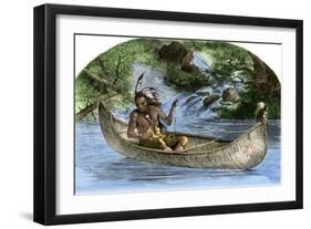 Hiawatha Fishing from a Canoe-null-Framed Giclee Print