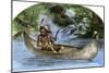 Hiawatha Fishing from a Canoe-null-Mounted Giclee Print