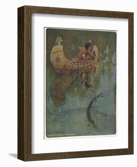 Hiawatha Goes Fishing in His Canoe; "'take My Bait, O King of Fishes!'"-null-Framed Photographic Print