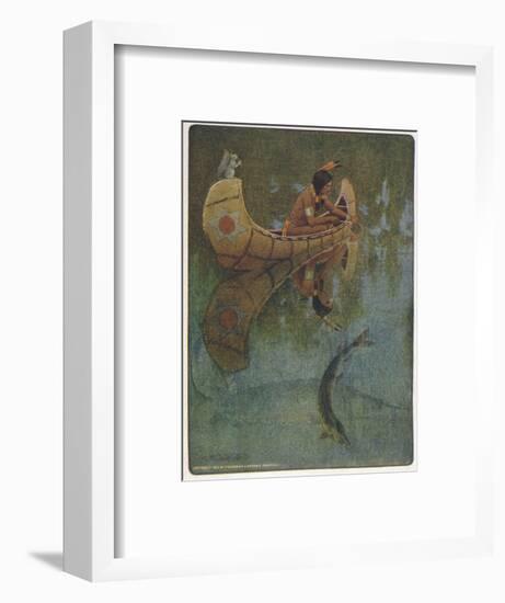 Hiawatha Goes Fishing in His Canoe; "'take My Bait, O King of Fishes!'"-null-Framed Photographic Print